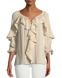 Kobi Halperin Sevan Ruffled Silk Blouse at Neiman Marcus